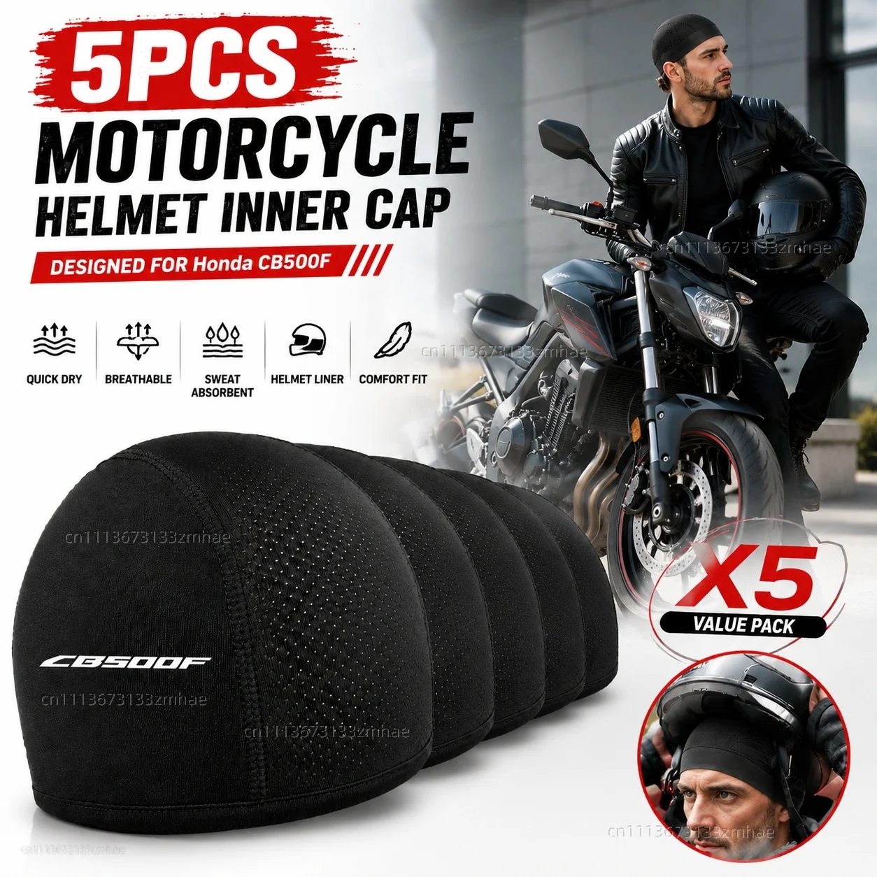 

5pcs Motorcycle Helmet Inner Cap Hat Quick Dry Breathable Hat Racing Cap Skull Cap Cooling Thin For Honda CB500F CB 500F CB500 F