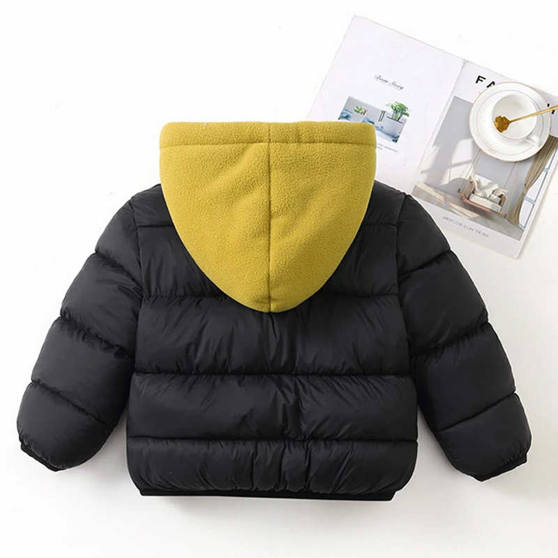 Herbst-Winter Dicke Warme Jungenjacke Beidseitig Tragbar Einfarbiger Fleece-Kapuzenmantel für 2-6-Jährige Kinder Geburtstagsgeschenk – Detail 4