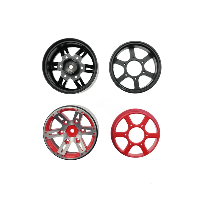 4PCS RC Rock Crawler Metall Beadlock 1,9" Felge für SCX10 RC Crawler Auto Teil Schwarz [bjve-Toy]