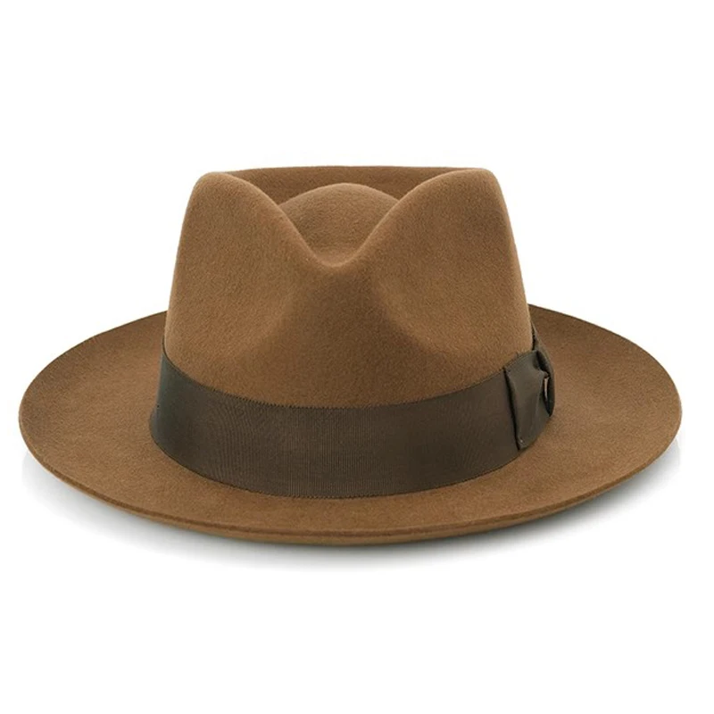 Big Head Men's Vintage Style 100% Wool Fedora Hat , Black Brown Grey Coffee Blue Color 6cm Brim Party Dress Classic Felt Hat
