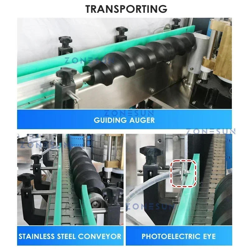 ZONESUN ZS-WGTB01 Automatic Wet Glue Labeling Machine Wrap Around Label Pasting Round Bottles Glue Labeler Machine