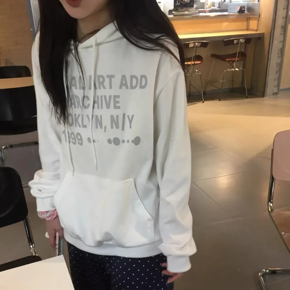 

2025 Korean Street Harajuku Simple Letter Long-Sleeves for Spring Oversizeds Light Colour Comfort Casual Clothing Anime Hoodie