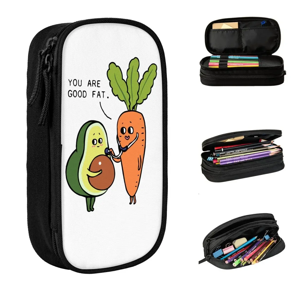 You Are Good Fat Avocado Pencil Cases Fashion Guacamole Cartoon Cute Pen Holder Bag Large Storage School Supplies Pencilcases