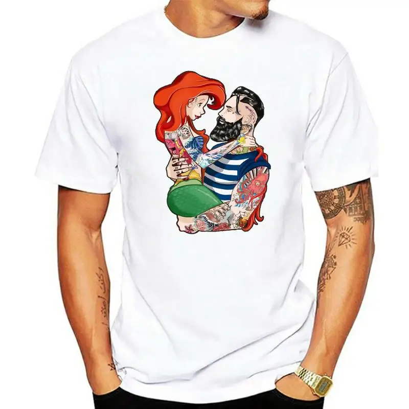 men Tee T-shirt T Shirt Donna Divertente Ariel Hipster Manga Anime Cartoni Tattoo T Shirt Hot Selling