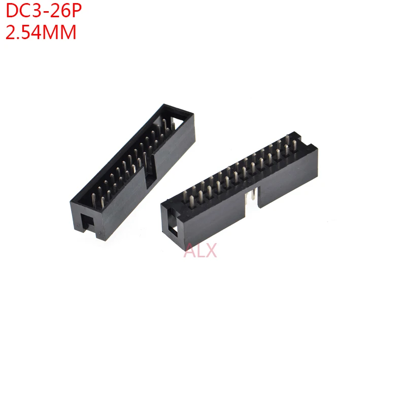 10pcs dc3-26p 2.54MM pitch JTAG ISP MALE SOCKET straight idc box headers PCB CONNECTOR DOUBLE ROW 2x13PIN DC3 26 PIN 26P HEADER