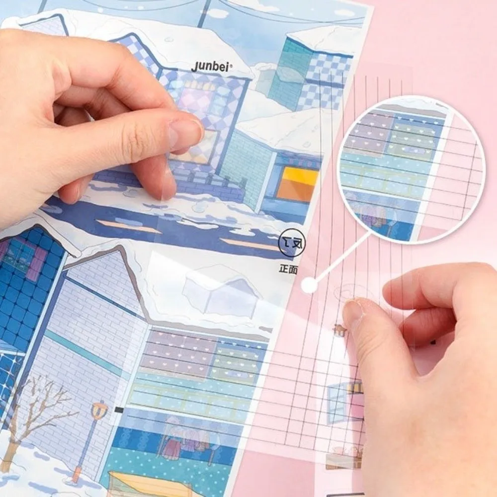 Kawaii DIY 3D Miniature Stickers Stacking Handicraft Decor Cabin Town Stickers Creative Arts Miniature Scene Paster
