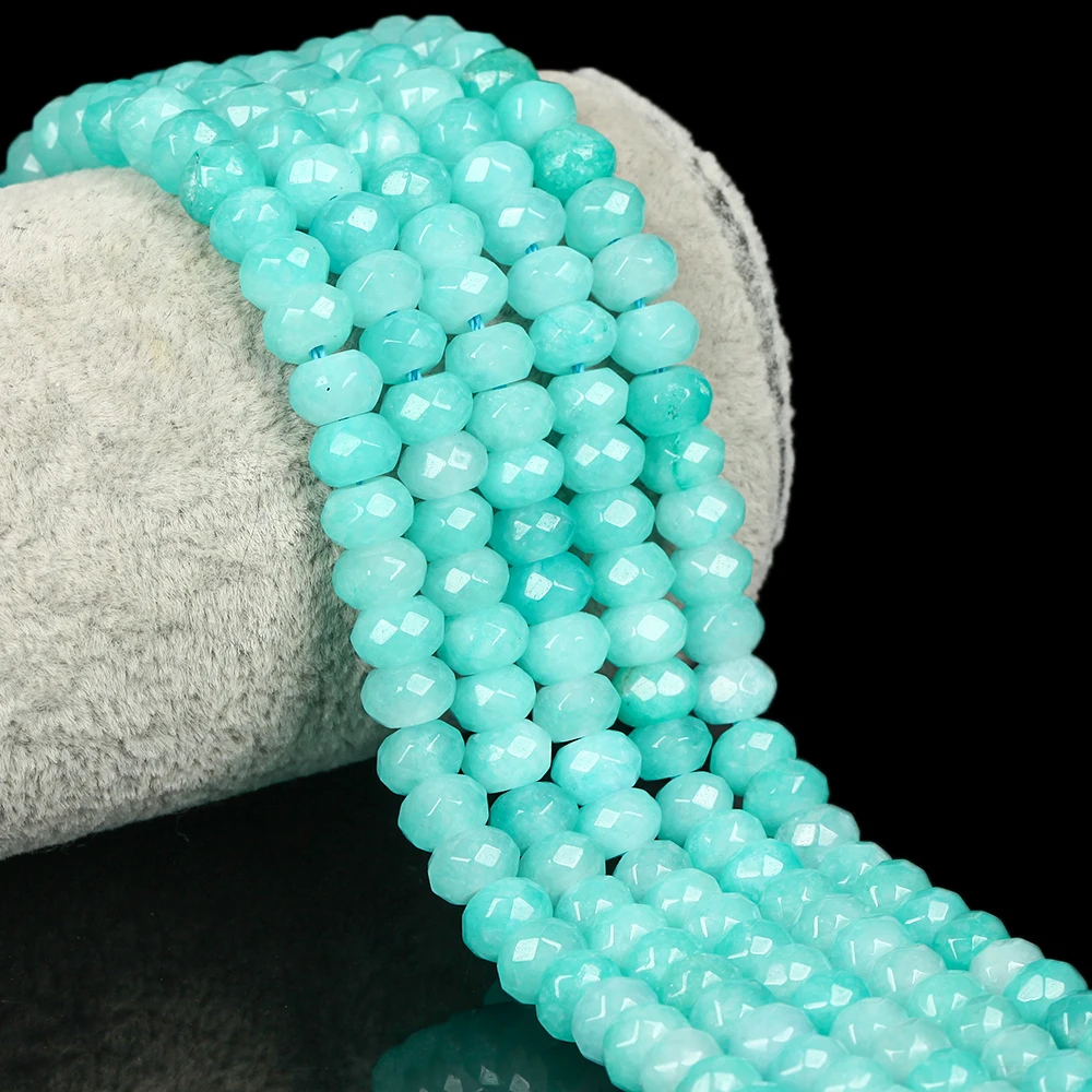 5x8mm Natürlich ‌ Facettierte Amazonit-Stein-Chalcedon-Abacus-Rondell-Perlen für die Schmuckherstellung, DIY-Armband, Halskette, Zubehör, 15 Zoll – Detail 6