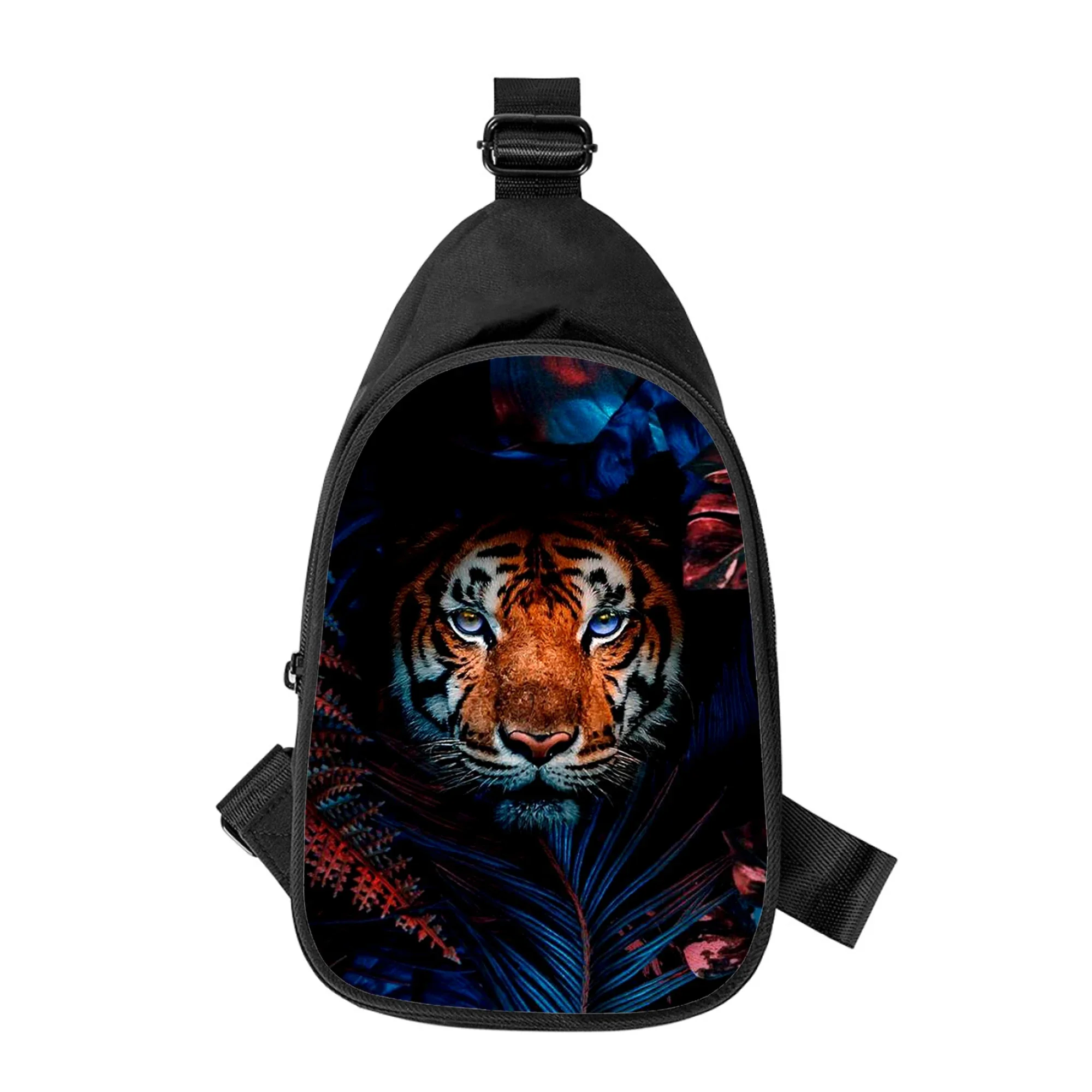 Fiercely tiger-Bolso cruzado en el pecho con estampado 3D para hombre y mujer, bandolera de hombro, riñonera escolar para marido