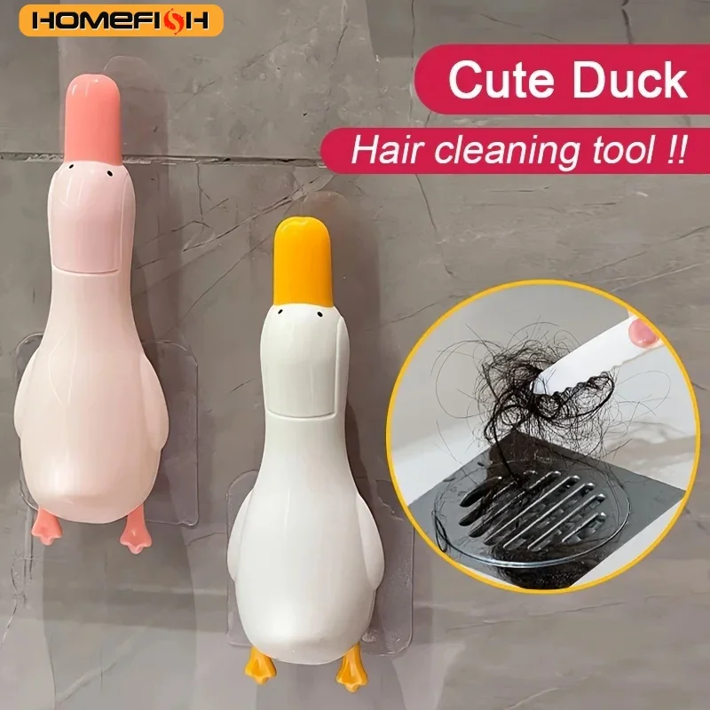 2-in-1 Cute Duck Shaped Double-head Design Cleaning Clip Dust Stain Removal Shovel - Bathroom Cleaner Tool With Drainage Hole image 5