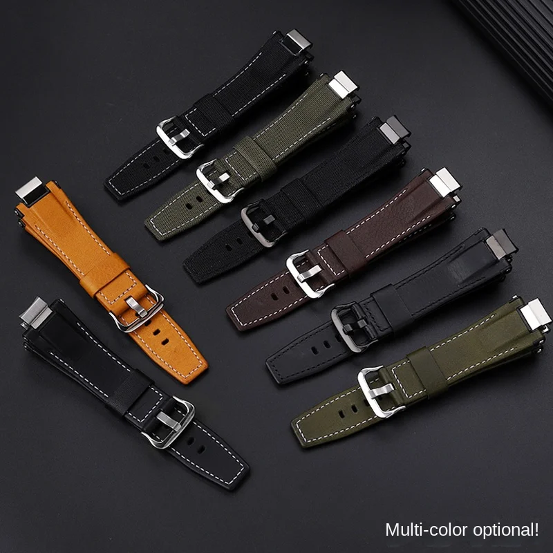 MTG-B3000 cowhide Watchband Suitable for Casio MTG-B3000B/BD series trendy Modified genuine leather quick release strap Bracelet