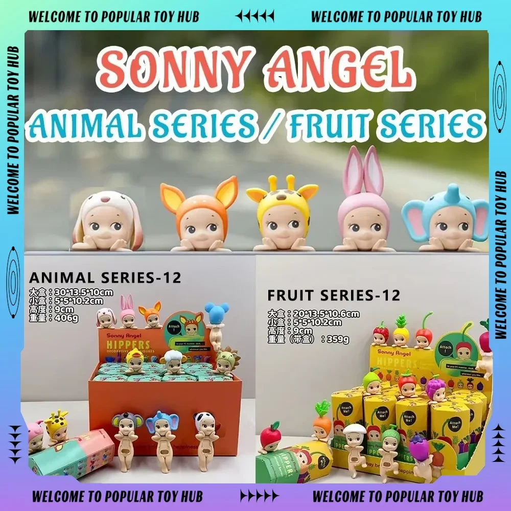 Sonny Angel Hippers Figure Blind Box Car Fruit Animal Series Figurine Custom Car Desk Accessory Kawaii Angel Doll Kids Christmas