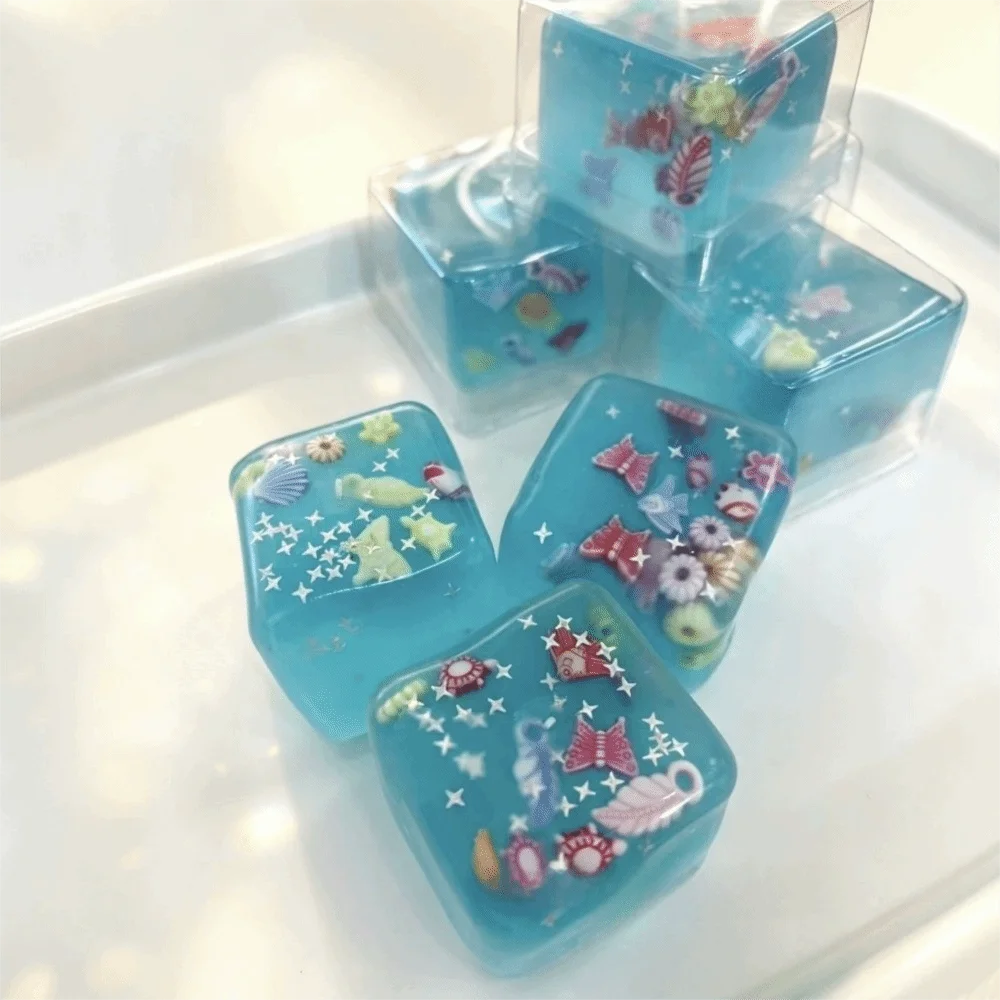 Pinch Toy Super Soft Squishy Toy Squishy Ocean Blocks Glitter Fidget Toy Slow Rising Transparent Sensory Toy Adults