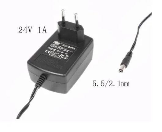 

Power Adapter WEEQU-2410, 24V 1A, Barrel 5.5/2.1mm, EU 2-Pin Plug