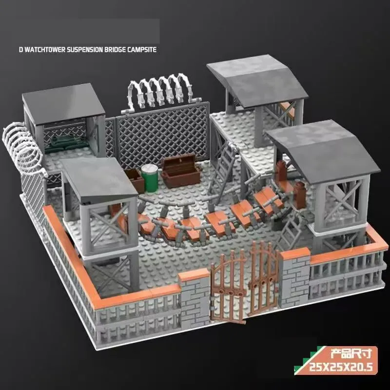 MOC قاعدة عسكرية لبنات البناء مجموعة ألعاب جسر الأمان للأولاد متوافقة مع شخصيات الجيش الكلاسيكية ملحقات البنادق لعبة الطوب للأطفال
