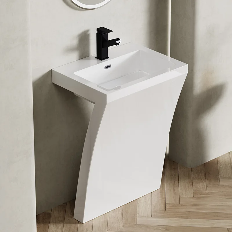

One-piece artificial stone art column type wash basin Floor-to-ceiling washbasin Wash table