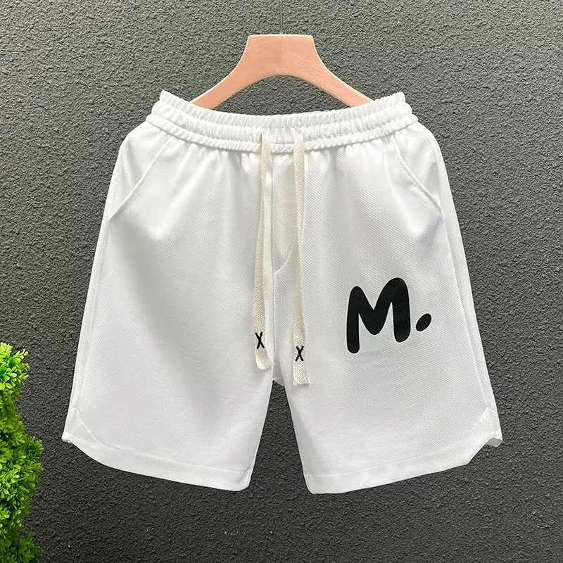 Hip Hop Men\'s Shorts Summer American Fashion White Short Pants Harajuku High Street Men\'s Clothing Casual Shorts Streetwear 2024