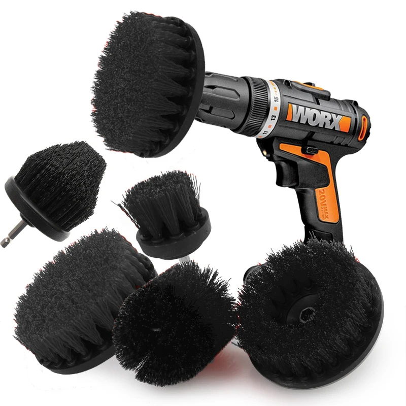 2-5 Inch Drill Cleaning Brush Attachment Set Power Scrubber Brush Car Polisher Bathroom Cleaning Kit with Extender Kitchen