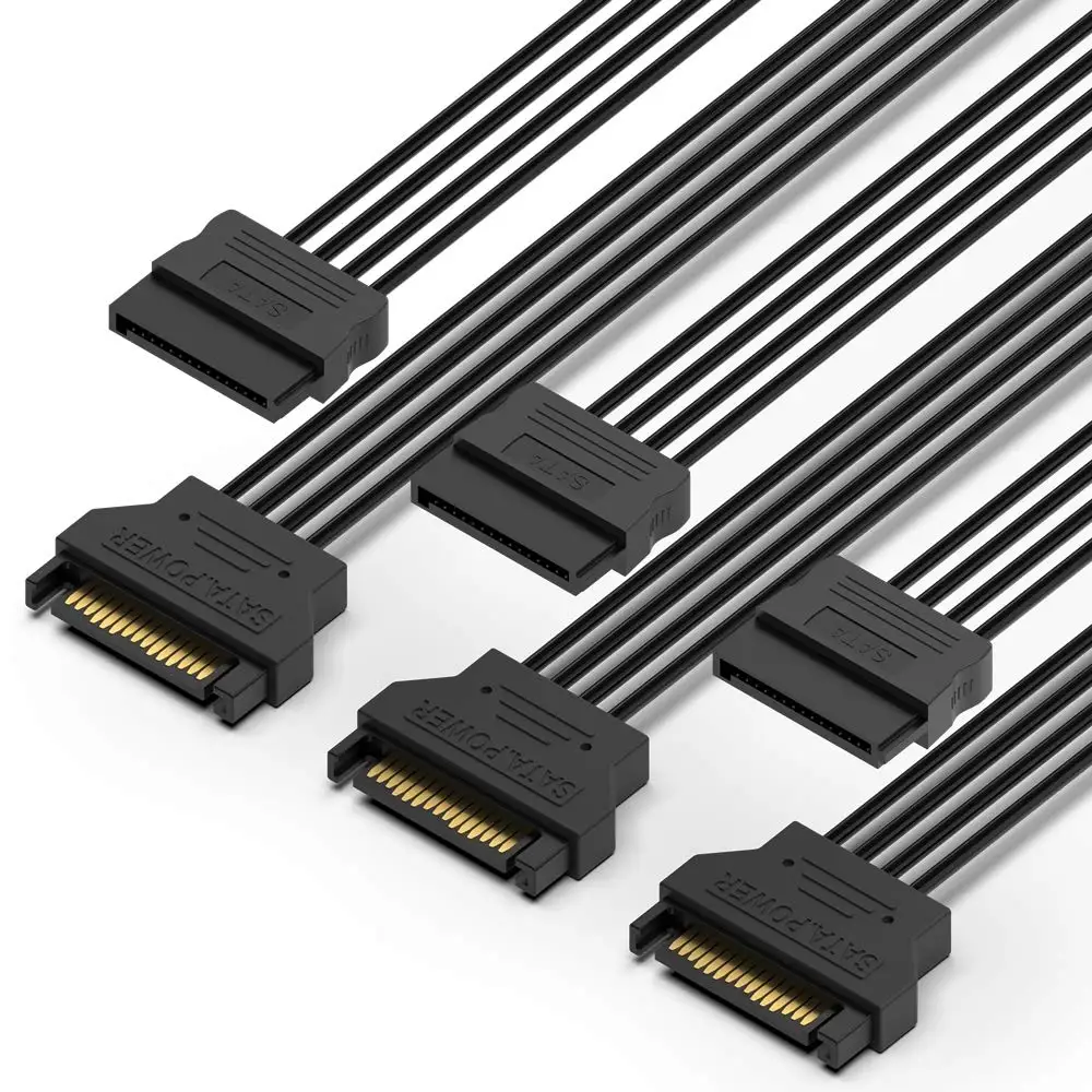 Cable de extensión de alimentación SATA de 15 Pines, adaptador de corriente macho a hembra para Serial ATA, disco duro SSD, quemadores de CD, unidades de CD ROM