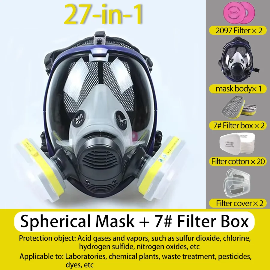 

6800 Multi-Threat Respirator:Chemical/Gas/Dust Protection with Anti-Fog Visor & Silicone Face Seal for Spray Painting/Lab Use