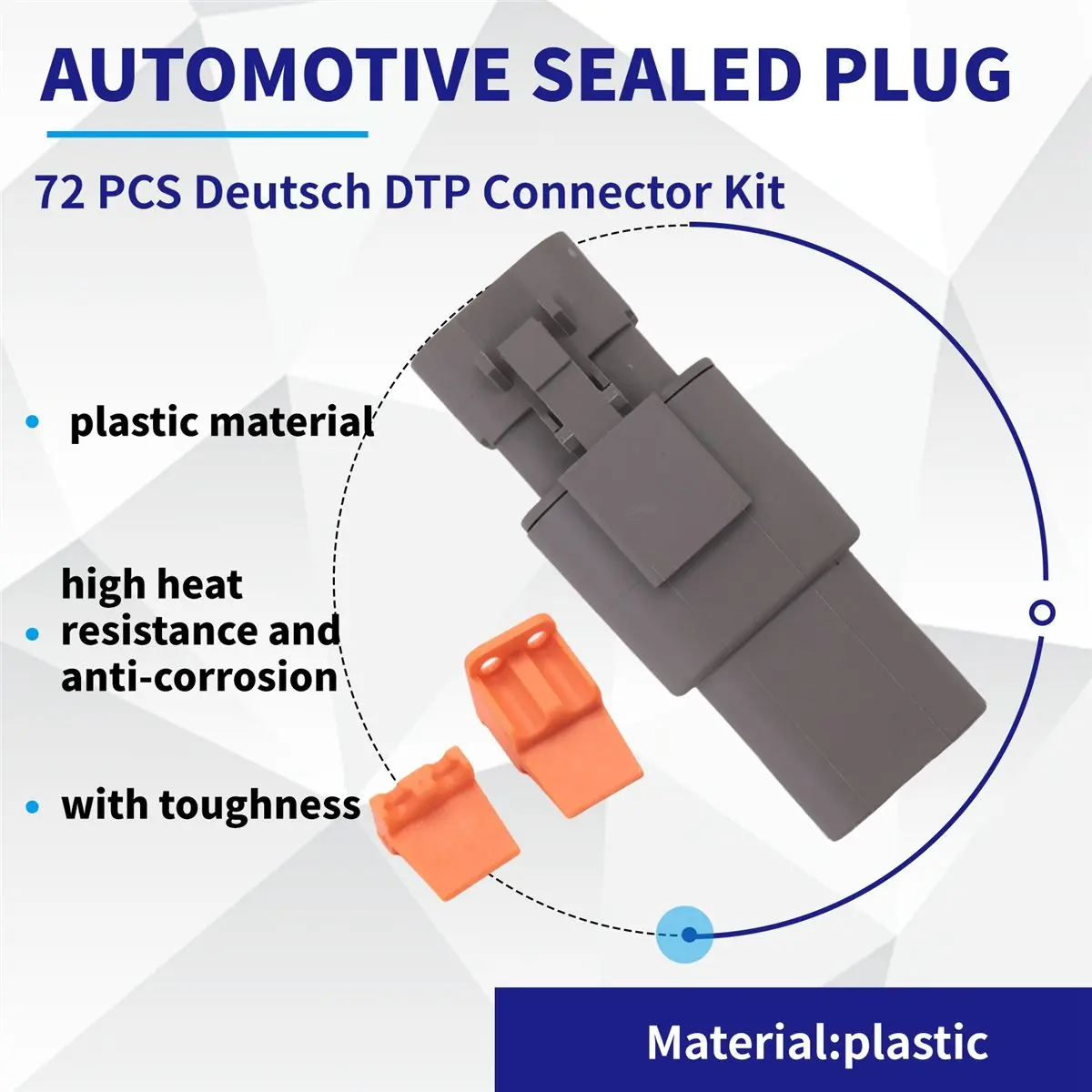 A64K 72 PCS Deutsch DTP Connector Kit 4 Pin Automotive Waterproof Connectors 6 Sets with Size 12 Stamped Contacts Gauge
