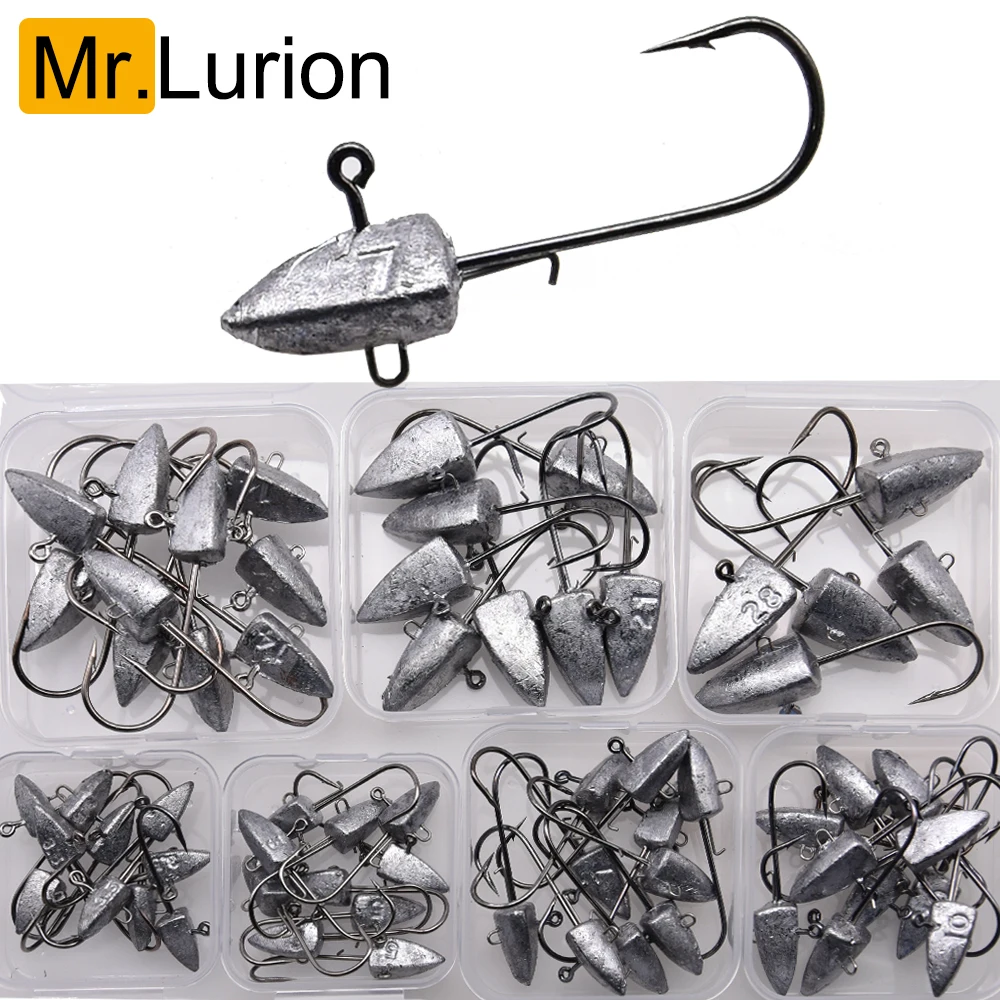 MrLurion box Package 3.5g 5g 7g 10g 14g 21g 28g Triangle Head NED Hooks for soft worm lure bait.fishing jigging head hook rigs