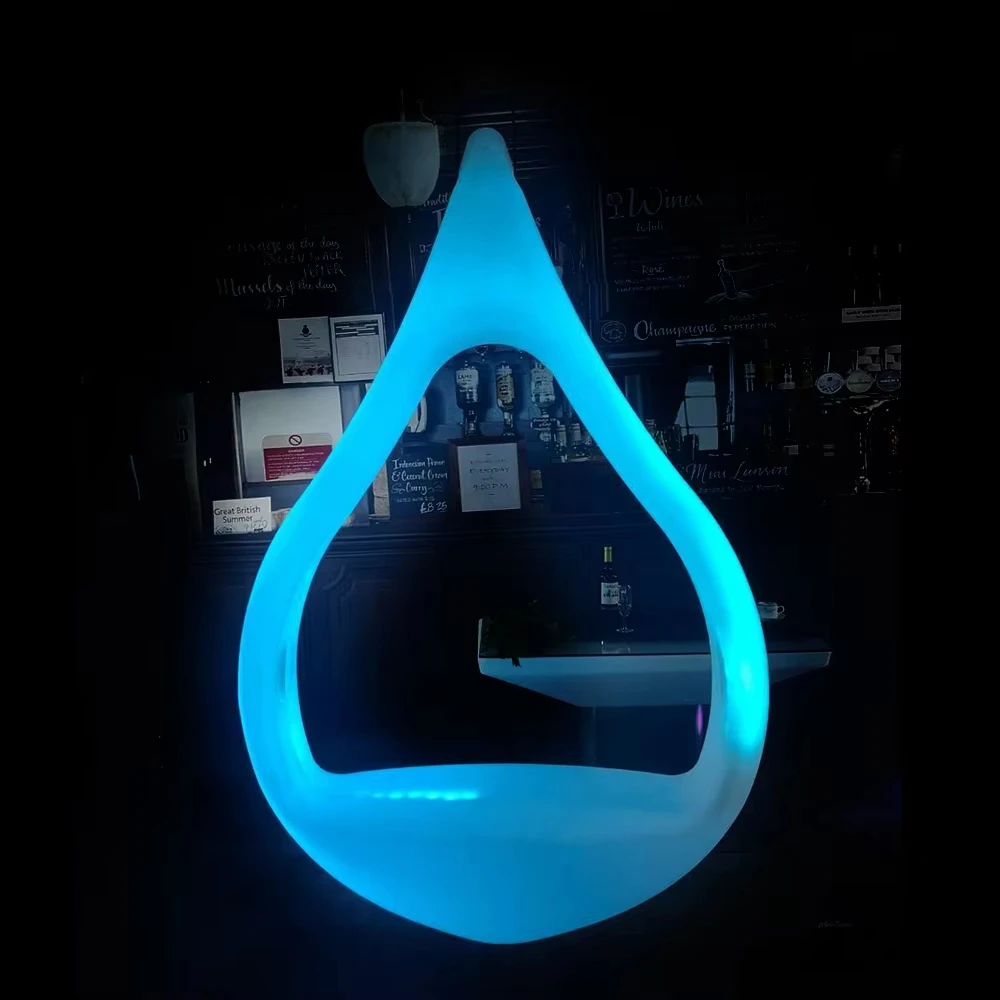 Hot Sale Novelty Shape Angel's Tears LED Lighting Swing Garden Plastic Free Standing Outdoor LED Lighting Swing Stool