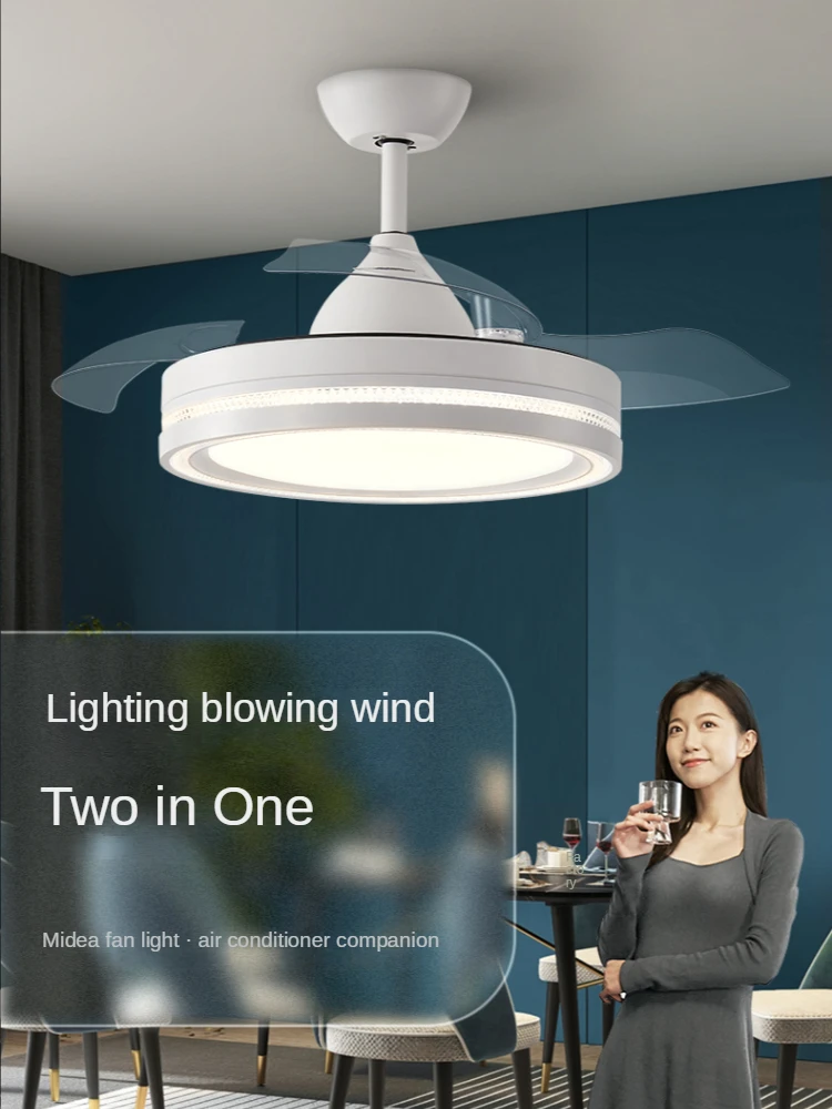 Midea – plafonnier en ventilateur électrique Invisible, design moderne, luminaire décoratif de plafond, idéal pour un salon