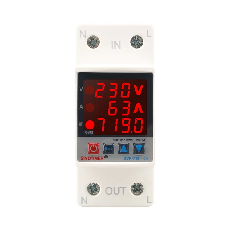 A008 63A ajustar el relé de voltaje sobre Protector de bajo voltaje sobre límite de corriente vatímetro KWH medidor de energía consumo de energía