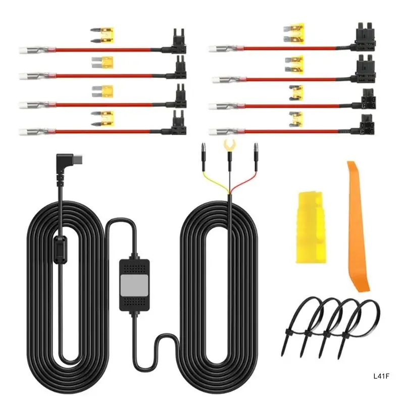 USB C Dashcam Hardwire Kit for Dashcam 8Fuse Tap Cable 24 Hours Surveillances Power Supply Low Voltages Protections