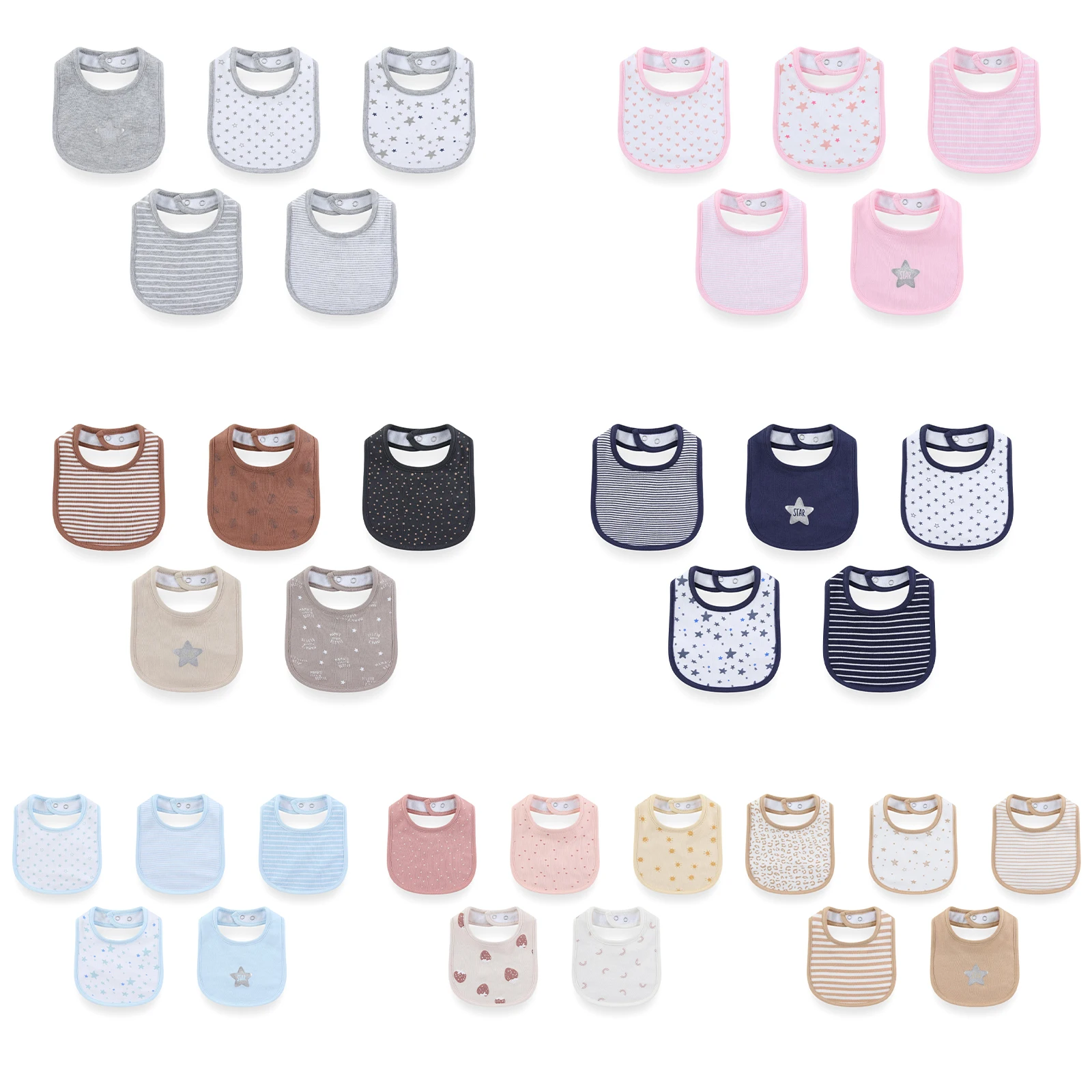 

Набор из 5 детских нагрудников унисекс для малышей 0-12 месяцев, аксессуары для младенцев, нагрудники-полотенца на кнопках для мальчиков и девочек