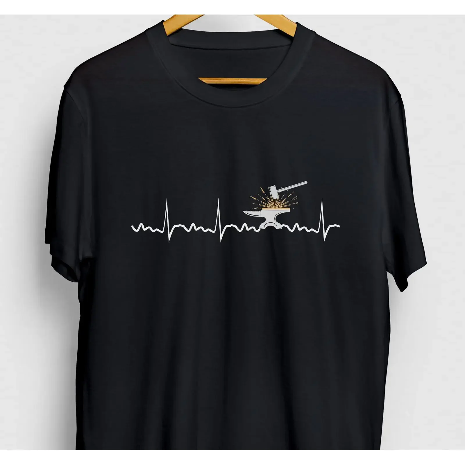 Blacksmith Heartbeat Funny Forge T shirt Metalworking for Casual   vintage Washed Slightly streetwear Versatile Stylish