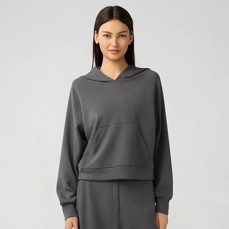 Lemon Autumn and Winter New Women's Casual All-match Hooded Sweat Loose Slimming Fitness Sports Yoga Top