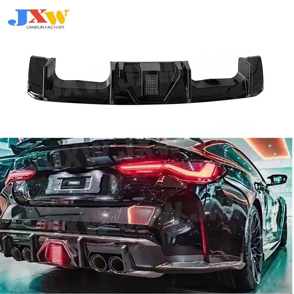 Dry Carbon Fiber Rear Diffuser Lip Spoiler with LED Light Bodykits for BMW 3 4 Series G80 M3 G82 G83 M4 2021+ Auto Car Styling