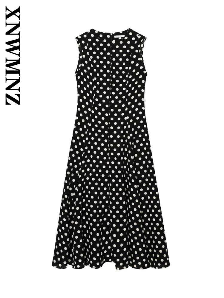 XNWMNZ 2025, Sommer Neue Frau Urlaub Boho Ärmellose O-Kragen Midi Kleider Chic Party Frauen Kleidung Schwarz Mode Kleid Reißverschluss