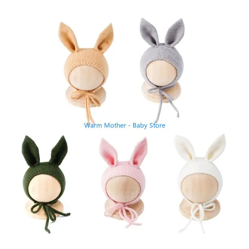 الأرنب الأذن الطفل قبعة التصوير الدعائم صور أغطية الرأس الوليد أرنب زي قبعة 57QE #5