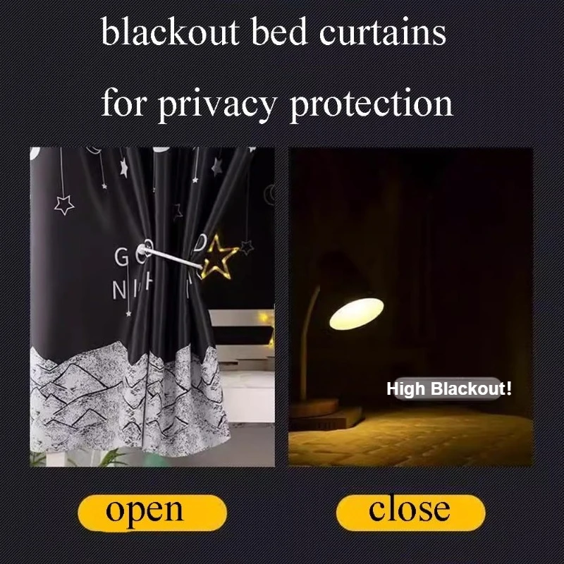 2PCS Blackout Bunk Bed Curtain Privacy Dustproof Breathable Dorm Curtain With Hooks For Student Upper Lower Bunk Bedroom 차광 커튼