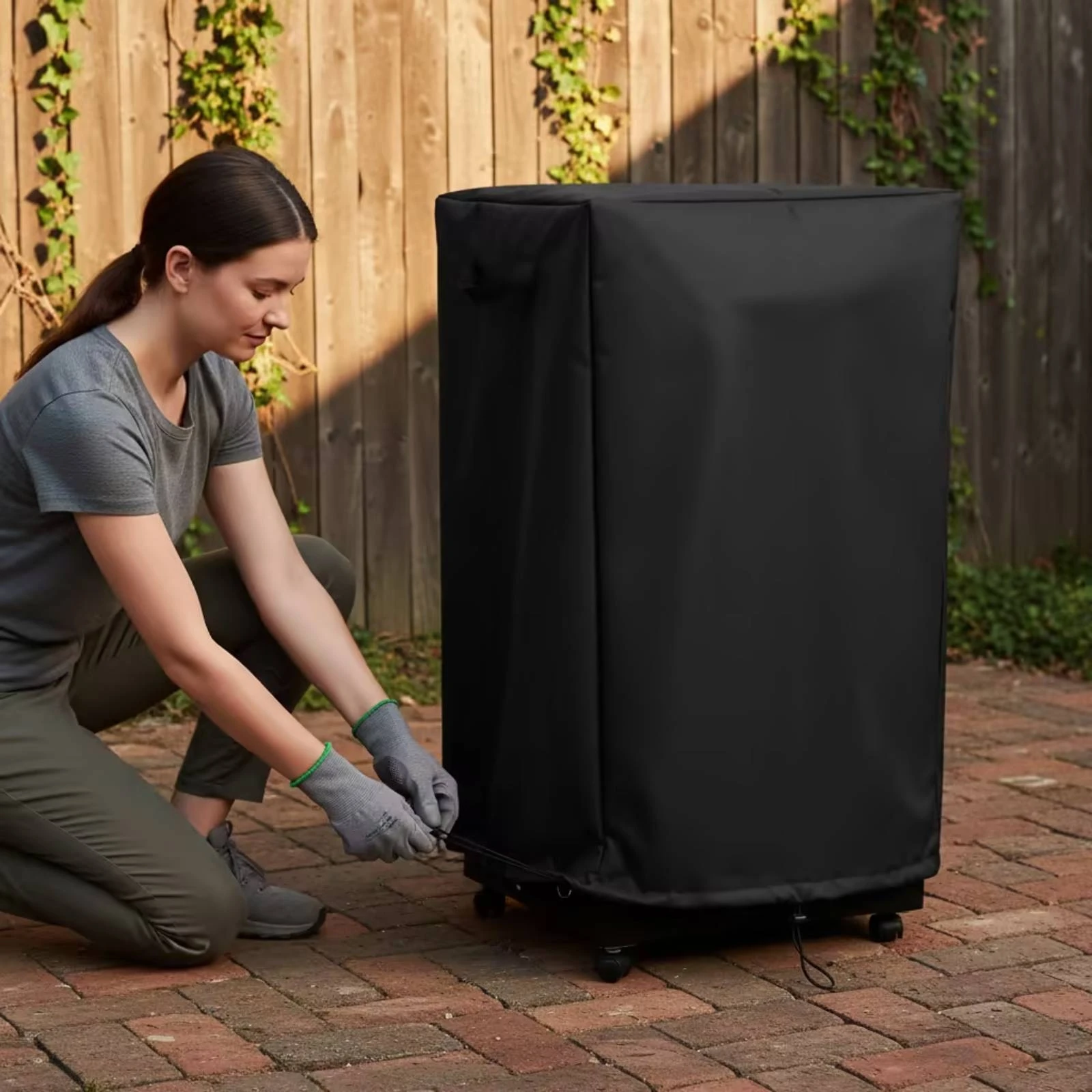 Electric Smoker Cover Waterproof Smoker Cover with Drawcord Heavy Duty Long-Lasting for Patio, Backyard