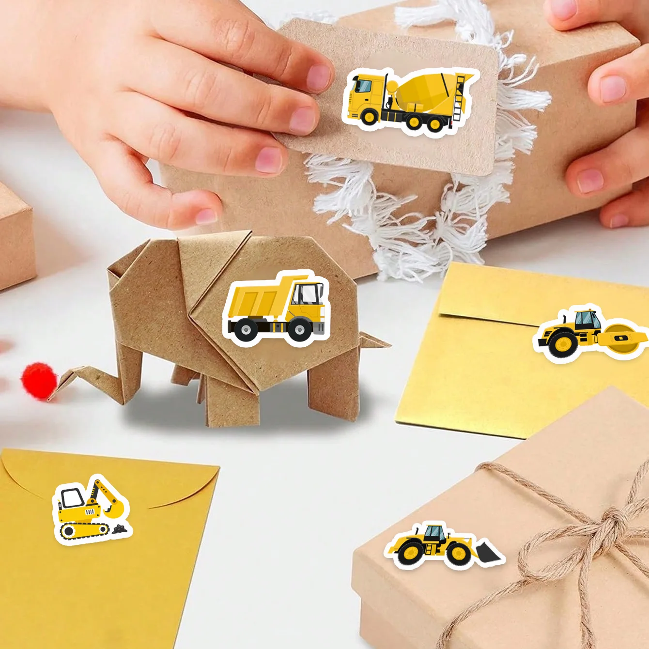 500pcs 1-Inch Cars Reward Stickers Roll Cute Construction Stationery Stickers for Kids Gift Packaging Decorations