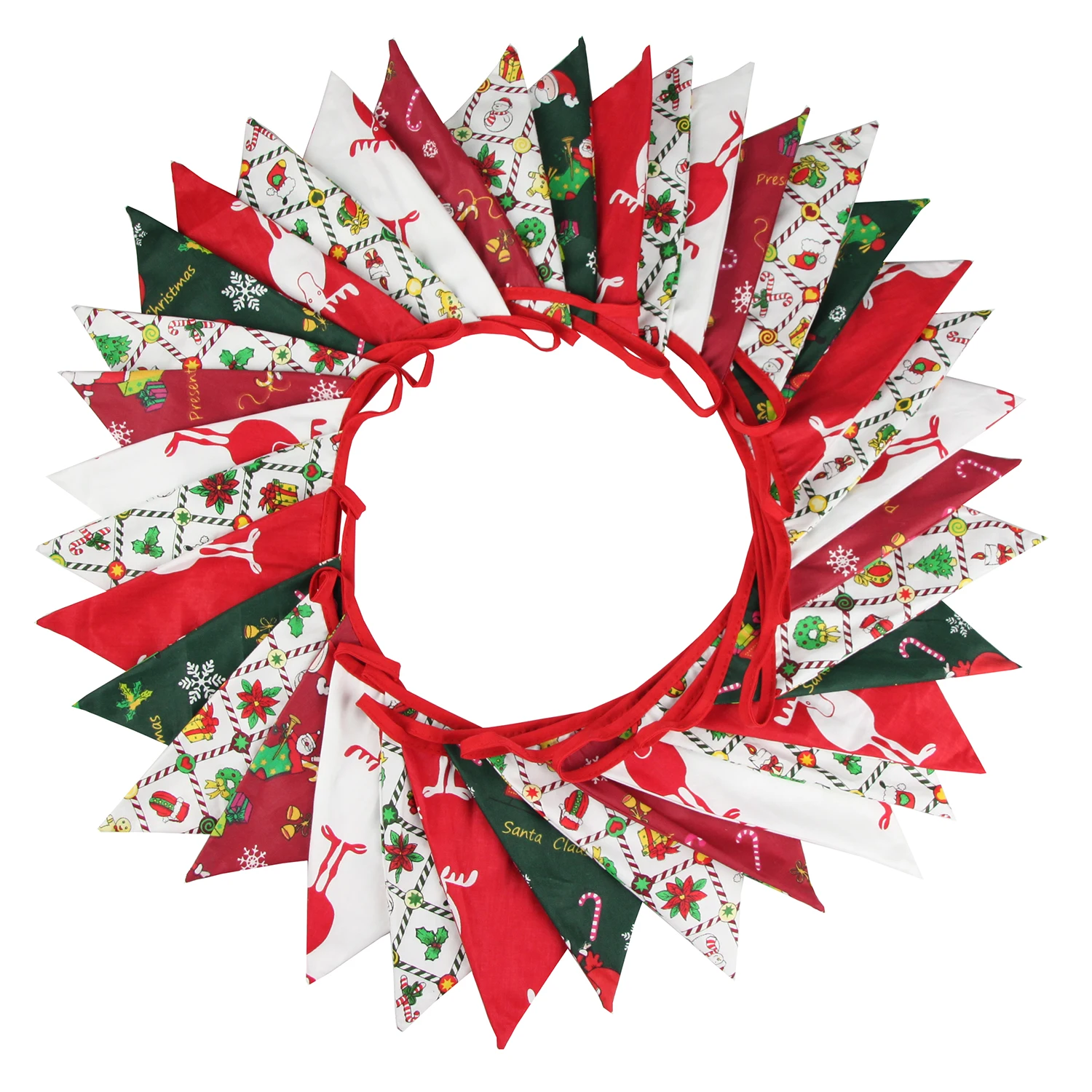 10M 36 Pennant Double Layers Flags Floral Cotton Fabric Bunting Wedding Party Decoration Banner Home Baby Shower Garland