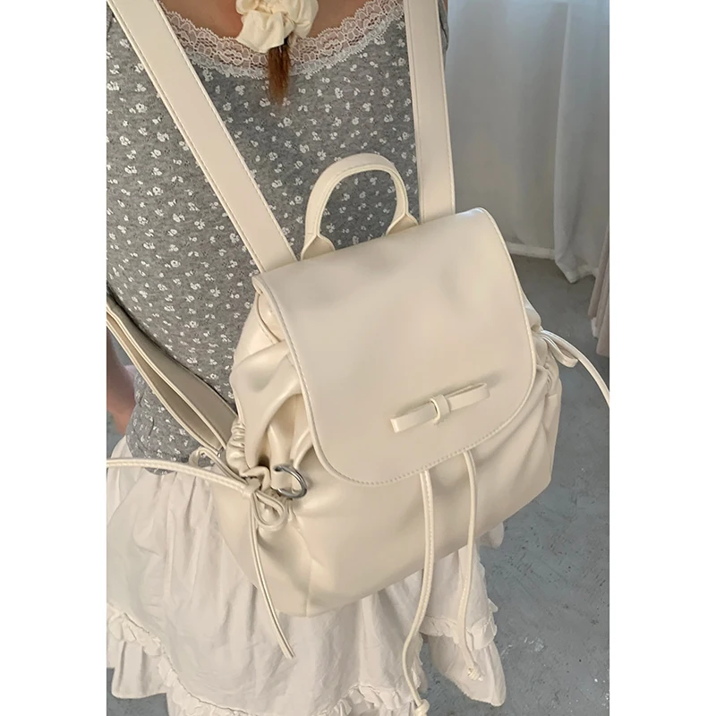 

Korean Bowtie Backpack for Women 2025 New Summer Fashion Backpacks College Style Large Capacity Travel Bag