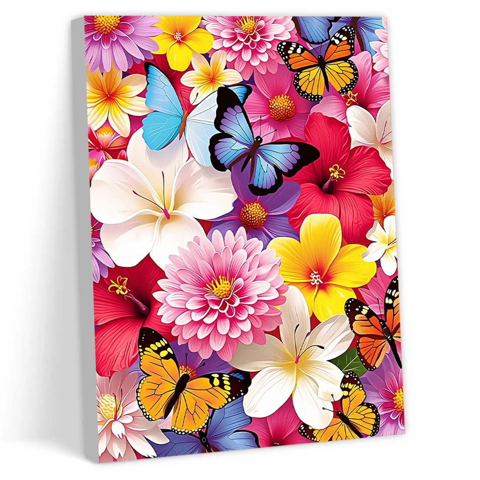 CHENISTORY Painting By Numbers On Canvas With Frame Arts And Crafts Diy Set Flowers Wall Accessories Paint Brushes Unframe gift