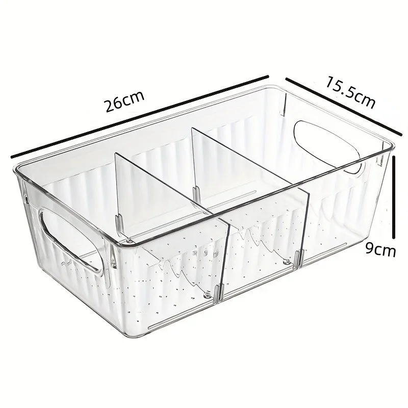 Refrigerator Organizer Bin Clear Plastic Food Storage Organizer Fridge Storage Box With Divider Freezer Pantry kitchen Organizer