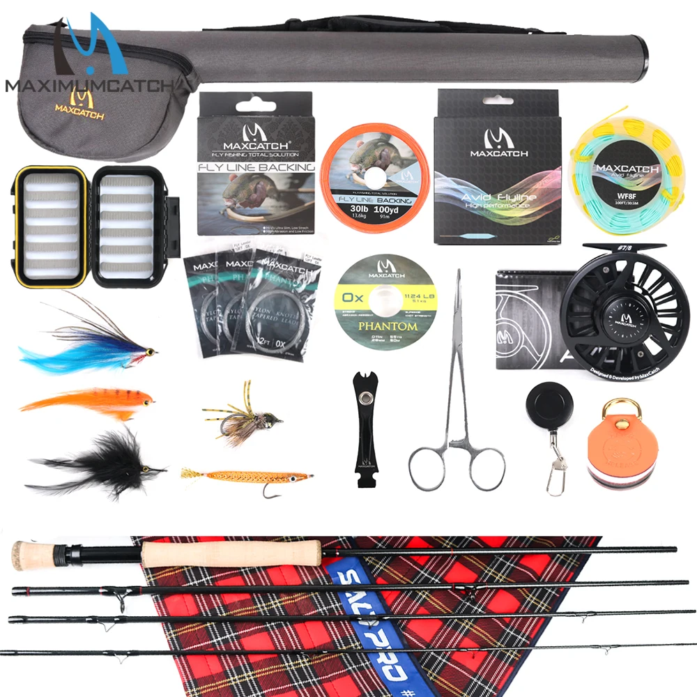 Maximumcatch Saltwater Fly Fishing Rod Full Kit 9FT 7-10WT Fly Rod CNC Aluminum Fly Reel Line Leader Flies Lures Combo Saltwater