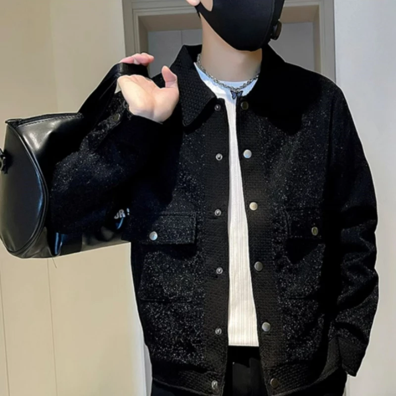 

Edgy Men's Wool Jacket 2025 Autumn Fashion Blazer with Collar Casual Streetwear Jacket