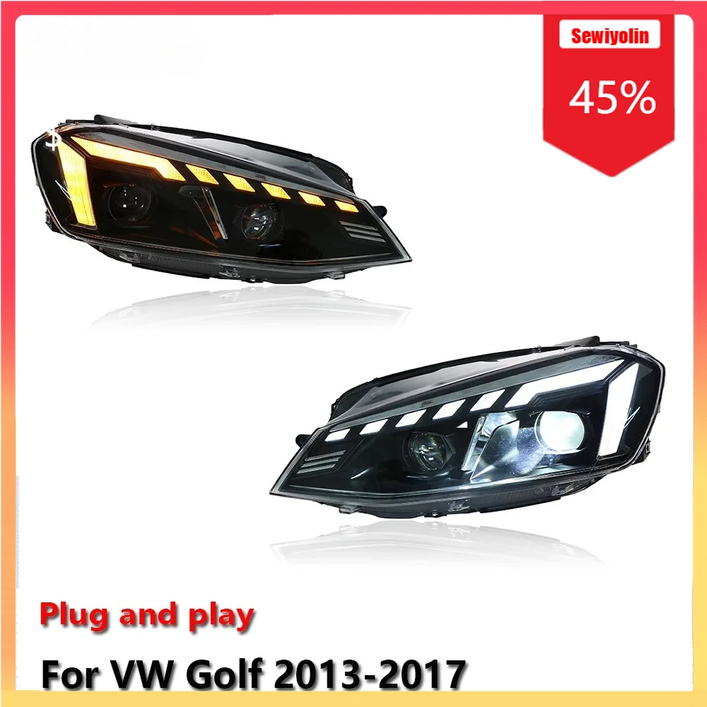 

Автомобильные светодиодные фары, автомобильные детали для Volkswagen Golf 2013-2017, противотуманные DRL, стоп-сигнал, указатель поворота, Plug and Play