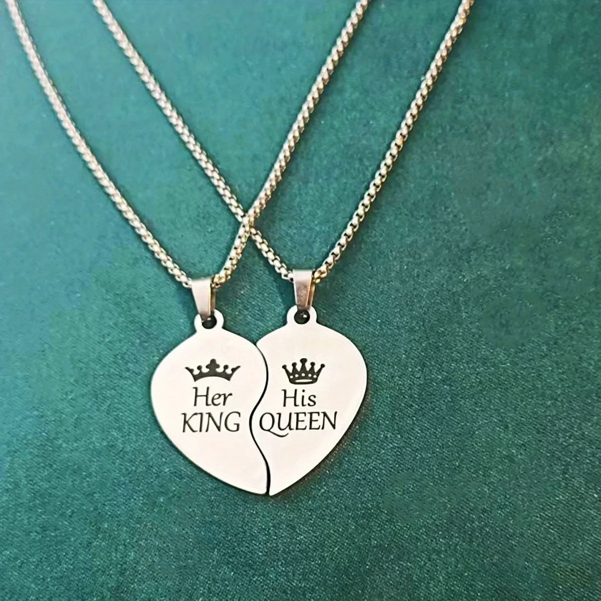 King Queen Crown Couple Confession Love Necklace, Stainless Steel Letter Necklace,A Gift of Love from the World of Love view 3