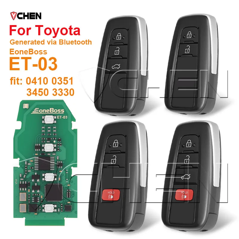 EoneBoss ET-03 Smart Remote For Toyota Camry CHR Izoa RAV4 Avalon Wildlander Key Fob 4D 8A Global Keyless 0410 0351 3450 3330