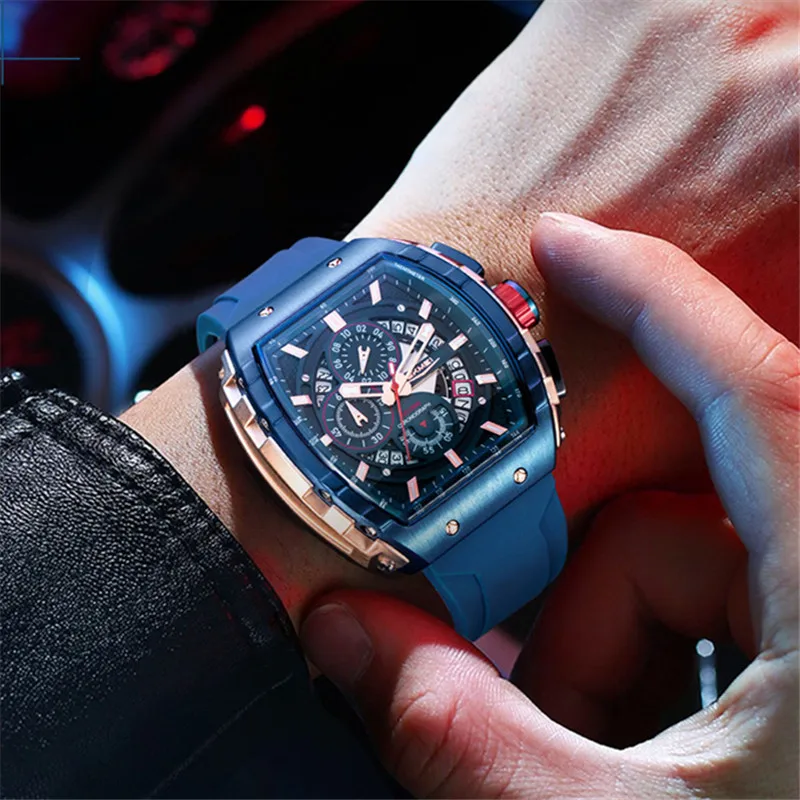 SKMEI ساعات رجالية فاخرة ساحة كوارتز ساعات المعصم مقاوم للماء مضيئة ساعة كرونوغراف للرجال تاريخ ساعة Reloj Homre #2