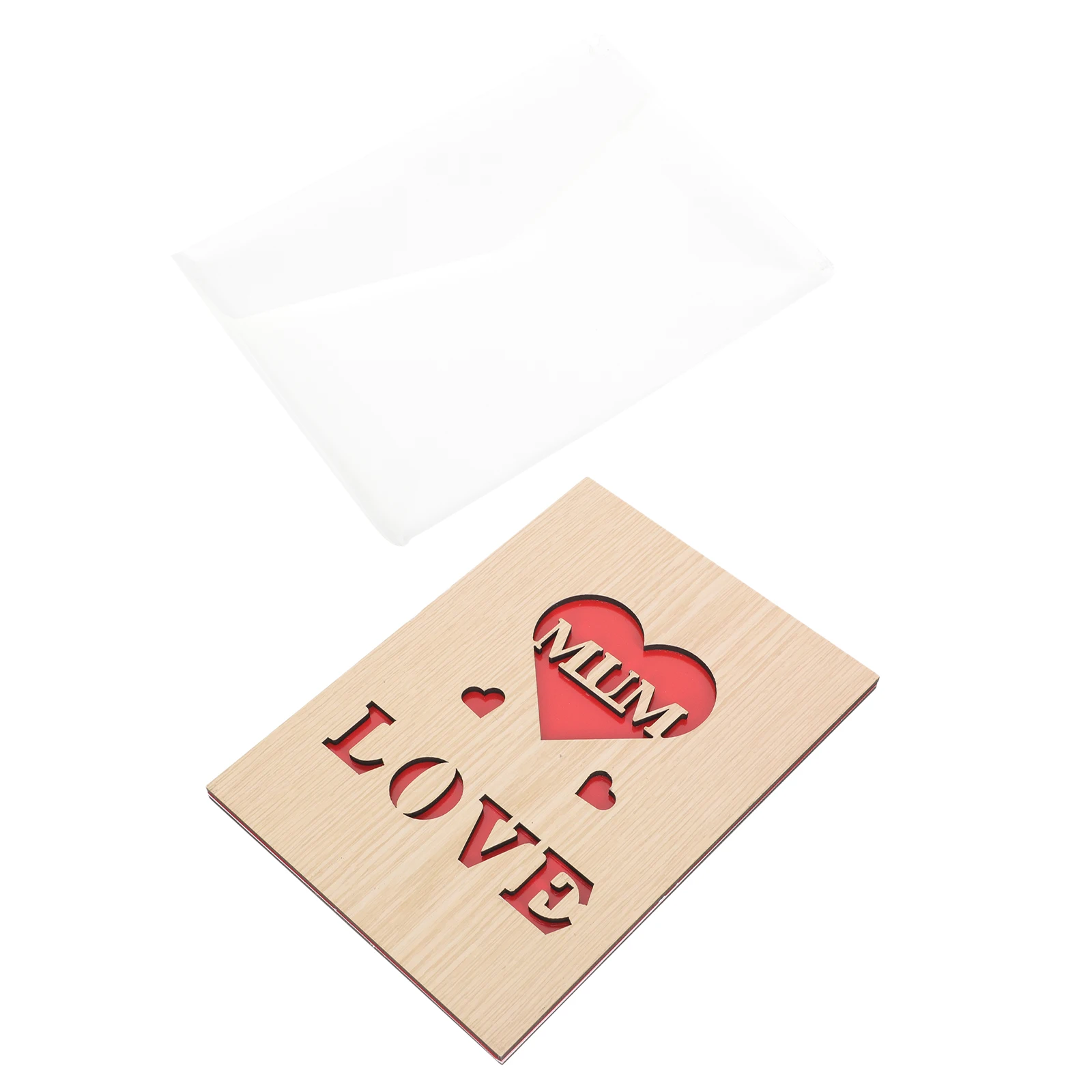 

Wooden Greeting Card Mother's Day Unique Design Exquisite Blessing Card For Mom Party Hollow Carved Sturdy Premium Paper