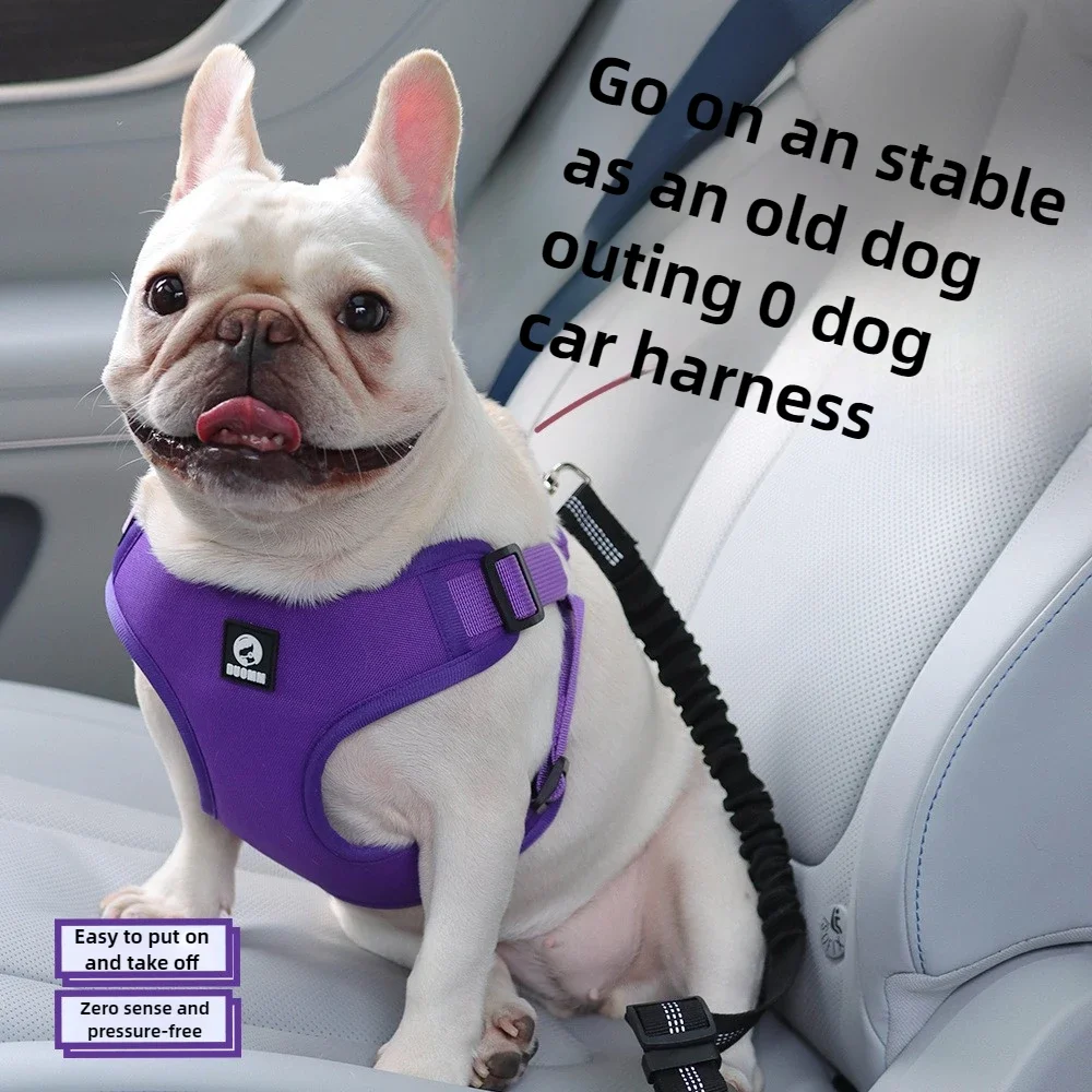 Pet Car Chest Back Driving Emergency Brake Turning Anti-swing Flying Dog Leash Comfortable Zero Pressure Dog Chest Back